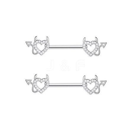 Brass Clear Cubic Zirconia Nipple Rings WG88A97-11-1