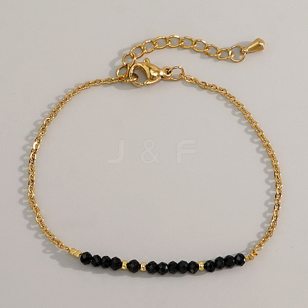 Natural Obsidian Beads Link Bracelets LS-AL8612-8-1
