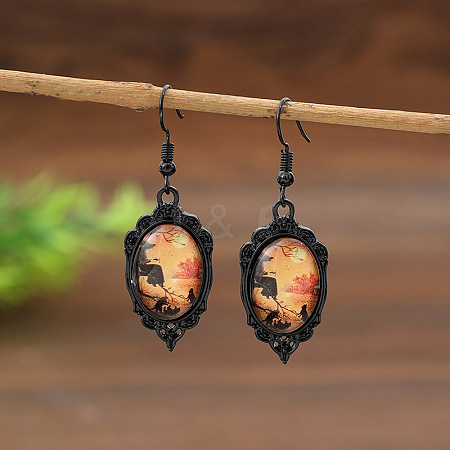 Zinc Alloy Glass Dangle Earrings FS-WG599E5-03-1