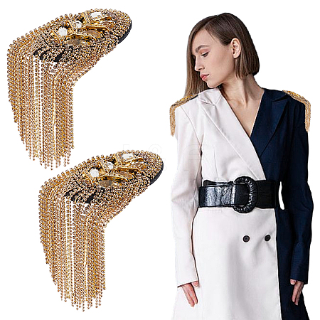 2Pcs Iron Tassel Chain Shoulder Epaulettes DIY-HY0003-62G-1