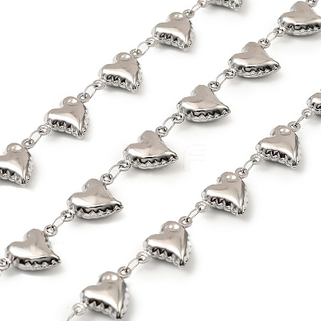 304 Stainless Steel Heart Link Chains CHS-G042-04P-1