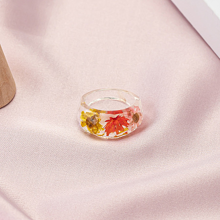 Dried Flower Clear Resin Finger Rings FS-WGF6920-03-1