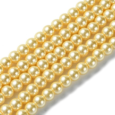 Eco-Friendly Dyed Glass Pearl Beads Strands HY-A008-6mm-RB072-1