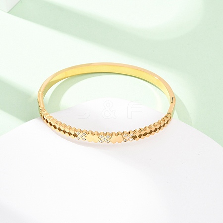 304 Stainless Steel Micro Pave Cubic Zirconia Hinged Bangles for Women BJEW-Z146-03G-1