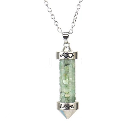 Natural Green Aventurine Chip Wishing Bottle Cone Love Glass Pendant Necklaces FL0210-7-1