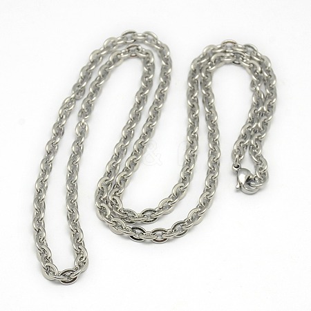 Tarnish Resistant Trendy Unisex 201 Stainless Steel Cable Chain Necklaces NJEW-L043-18P-1