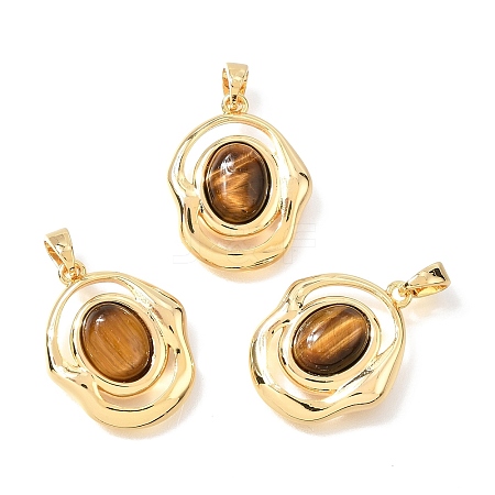 Natural Tiger Eye Pendants KK-N289-01G-1