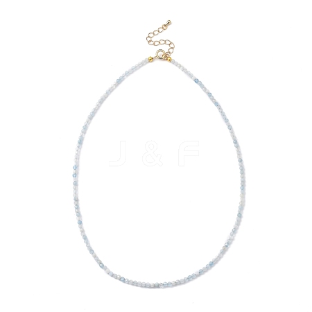 Natural Aquamarine Beaded Necklaces NJEW-JN02990-01-1