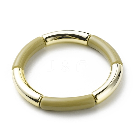 Acrylic Curved Tube Beaded Stretch Bracelet for Women BJEW-JB08439-08-1