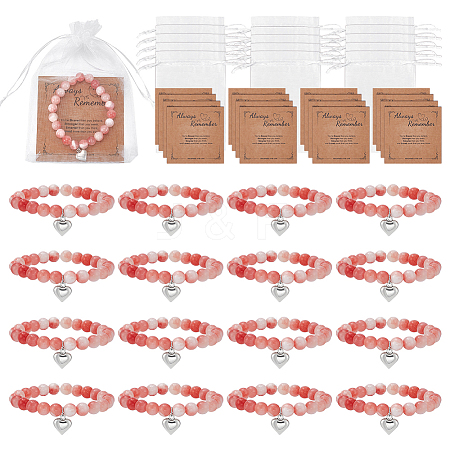 48Pcs Natural Persian Jade Bead Bracelets BJEW-UN00038-1