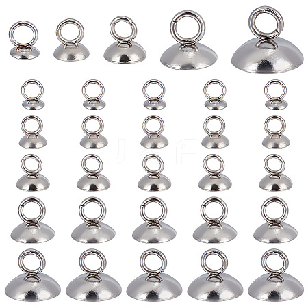 GOMAKERER 100Pcs 5 Styles 201 Stainless Steel Bead Cap Pendant Bails STAS-GO0001-11-1