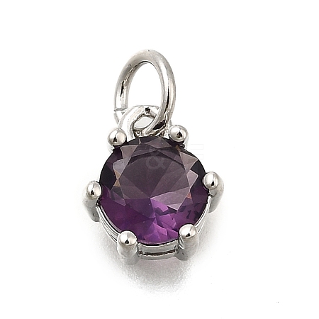 Brass Pave Cubic Zirconia Pendants KK-V002-23P-05-1