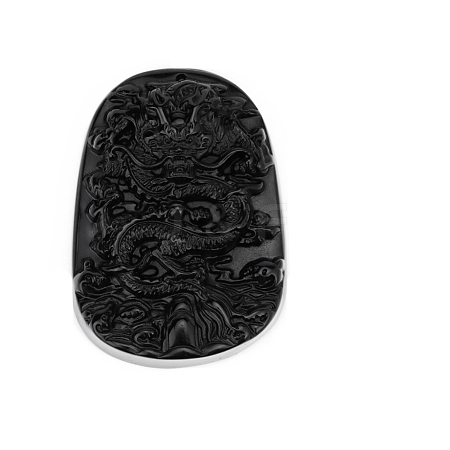 Natural Obsidian Carved Big Pendants PW-WG37954-13-1