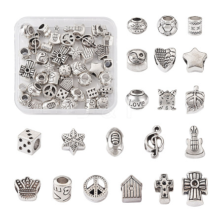 40Pcs 20 Style Zinc Alloy European Beads FIND-KS0001-20-1