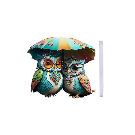 Owl Couple with Umbrella Acrylic Pendant Decorations PW-WGB0135-01-1