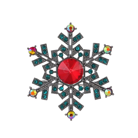 Christmas Snowflake Zinc Alloy Rhinestone  Brooches PW-WG3DC98-01-1