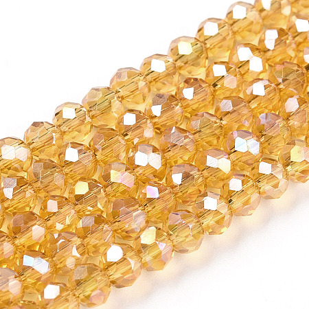 Electroplate Glass Beads Strands X-EGLA-R048-3mm-35-1