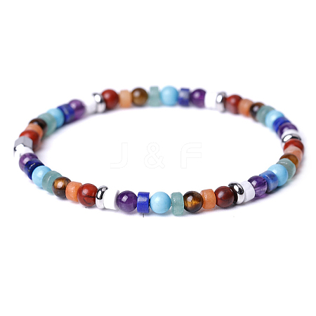 Natural Mixed Gemstone Beads Stretch Bracelets for Women Men PW-WG6A9BA-01-1