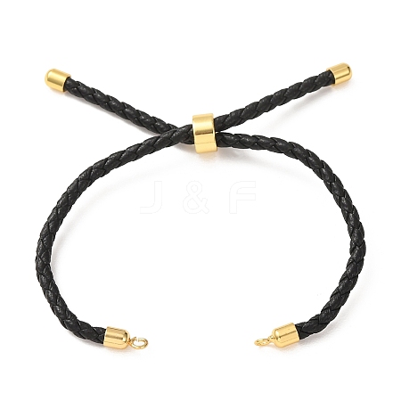 Adjustable Round Braided Microfiber Leather Cord Bracelet Making KK-CBAC260-01G-32-1