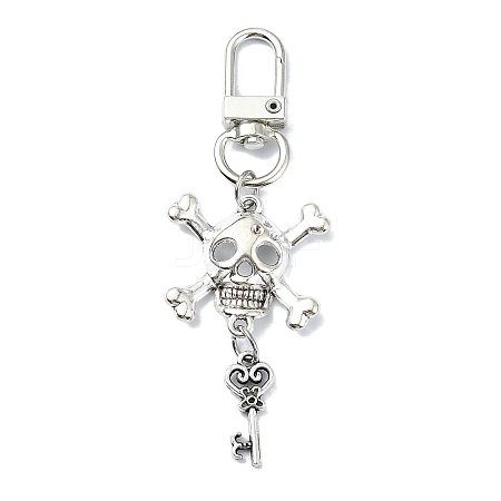 Halloween Skull & Key Alloy Pendant Decorations HJEW-JM02219-1