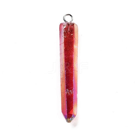 Electroplated Natural Quartz Pendants G-P315-B01-07P-1