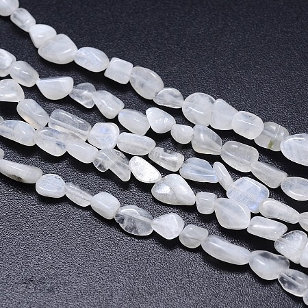 Natural White Rainbow Moonstones Nuggets Bead Strands G-O048-07-1