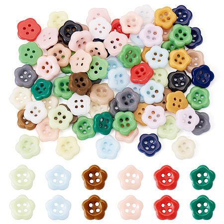80Pcs 4-Hole Porcelain Buttons PORC-PJ0001-03-1