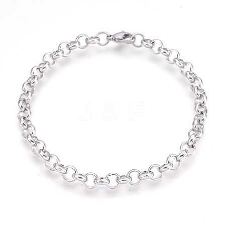 304 Stainless Steel Rolo Chain Bracelets BJEW-P235-01P-1