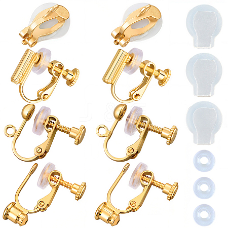 Brass Clip-on Earring Converters Findings KK-BBC0021-50G-1