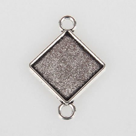 Vintage Tibetan Style Alloy Rhombus Connector Cabochon Bezel Settings X-TIBE-O001-02AS-1