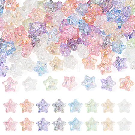 100Pcs UV Plating Transparent Acrylic Beads OACR-TA0005-08-1