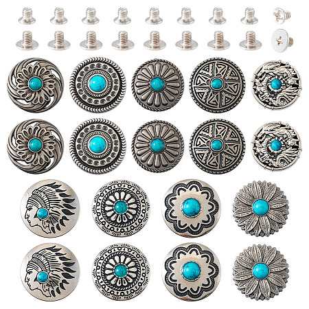 18 Sets 9 Styles Alloy Decorative Rivets BUTT-TA0001-20-1