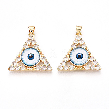 Brass Micro Pave Clear Cubic Zirconia Pendants for Women KK-T070-90A-08-1