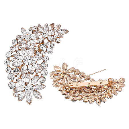 2Pcs Flower Alloy Rhinestone Brooch JEWB-FG0001-70C-1