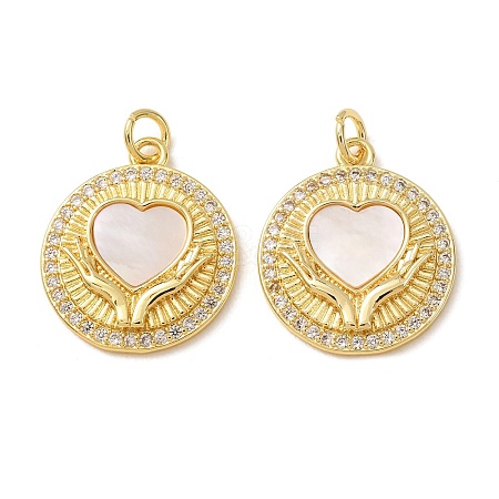 Brass Micro Pave Clear Cubic Zirconia Pendants KK-CBADE12-02D-G-1