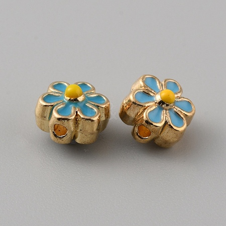 Light Gold Tone Alloy Enamel Beads ENAM-WH0057-43F-1