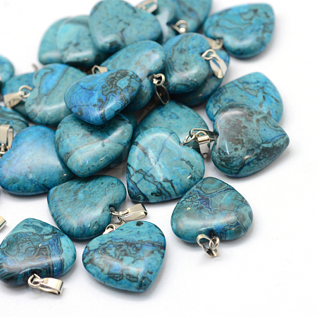 Dyed Heart Natural Gemstone Pendants G-Q438-05-1