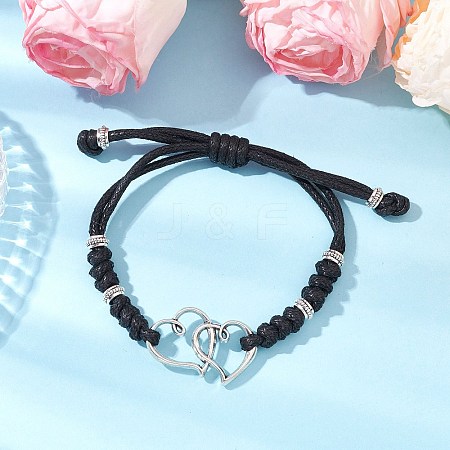 Heart Alloy Charm Bracelets BJEW-JB11503-02-1