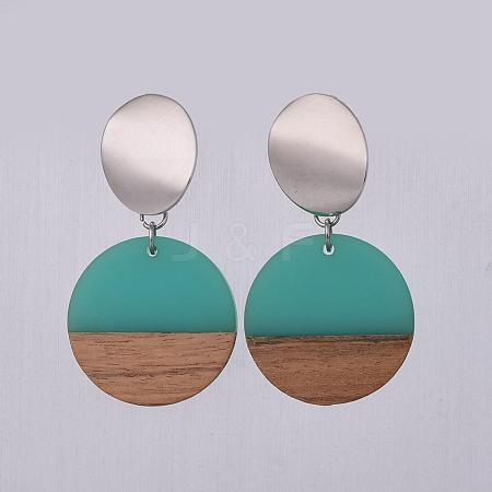 Resin & Wood Dangle Earrings EJEW-JE03021-02-1