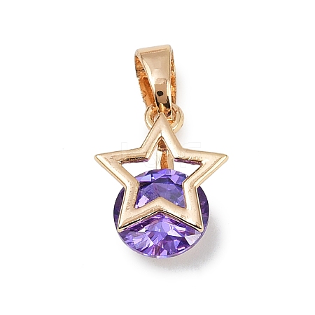 Brass Micro Pave Cubic Zirconia Pendants KK-E795-03KCG-01-1