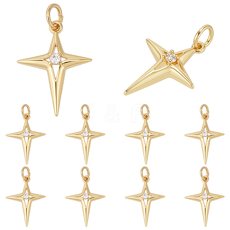 10Pcs Brass Micro Pave Cubic Zirconia Pendants PALLOY-ME00027-1