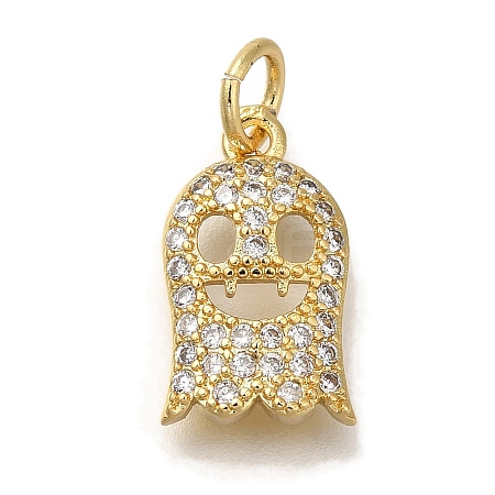 Rack Plating Brass Micro Pave Cubic Zirconia Charms KK-I720-15G-1