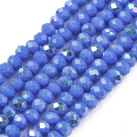 Electroplate Opaque Solid Color Glass Beads Strands EGLA-A044-P2mm-L32-1