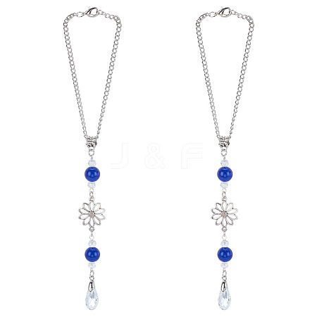 2Pcs Alloy Flower Pendant Decorations HJEW-ME0001-07B-1