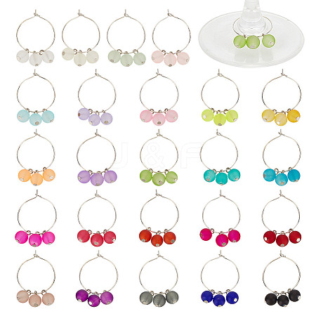 48Pcs 24 Colors Brass Wine Glass Charms AJEW-GO00008-1