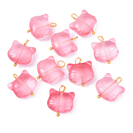 10Pcs Glass Pendants PALLOY-YW00061-07-1