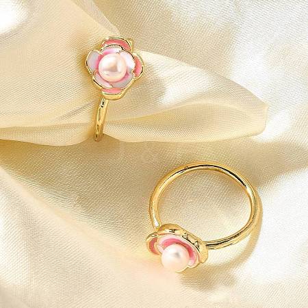 Natural Pearl Finger Rings RJEW-P113-20G-1