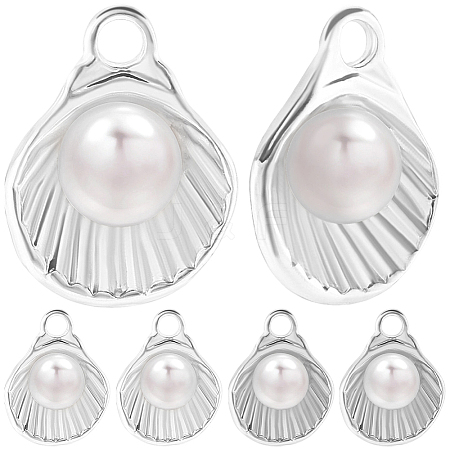 12Pcs Brass with Glass Pearl Charms KK-BBC0024-93-1