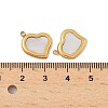 304 Stainless Steel Pave Natural Shell Heart Charms STAS-P394-01G-3