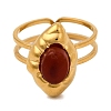 Oval Natural Carnelian Finger Rings RJEW-Q822-18G-02-2